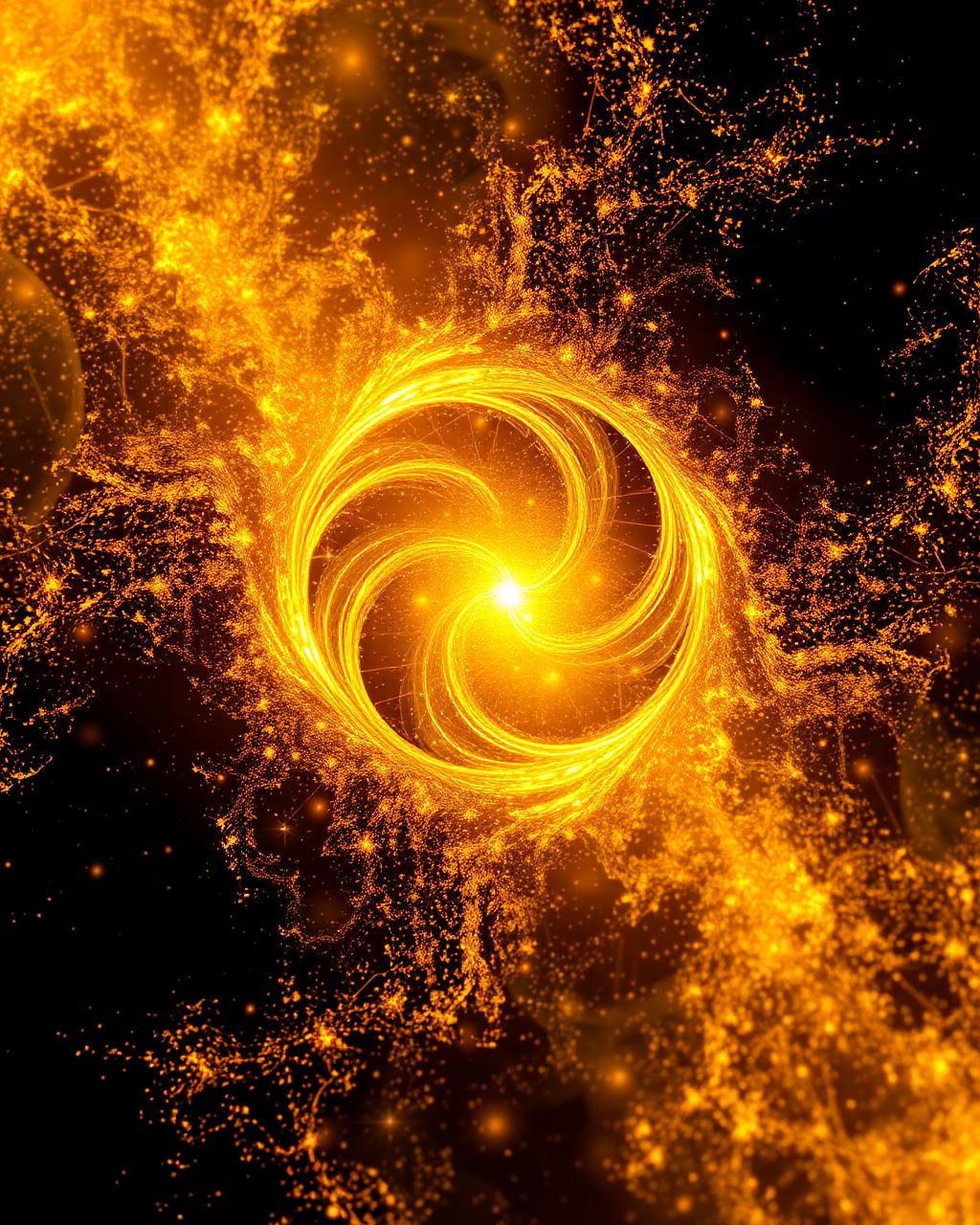 Abstract golden cosmic artwork from the AI short film Aum Machine